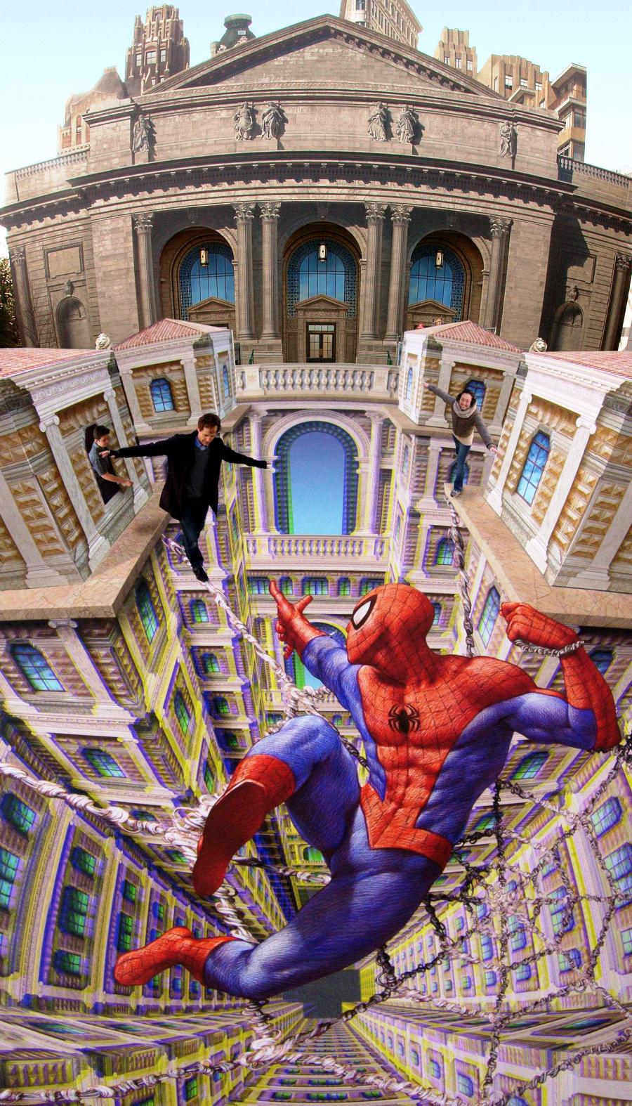 Spiderman Street Art by Kurt Wenner