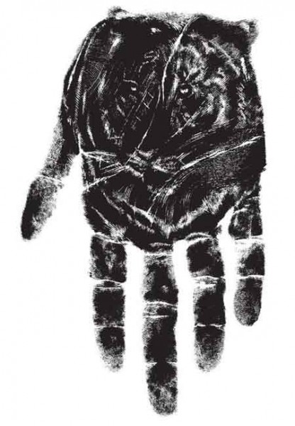 tiger hand print illusion