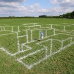 Anamorphic Chalk on Grass by Leon Keer